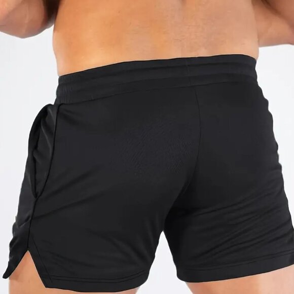 LECT. Men's Drawstring Athletic Running Shorts Black Large Breathable Sports - Picture 2 of 7